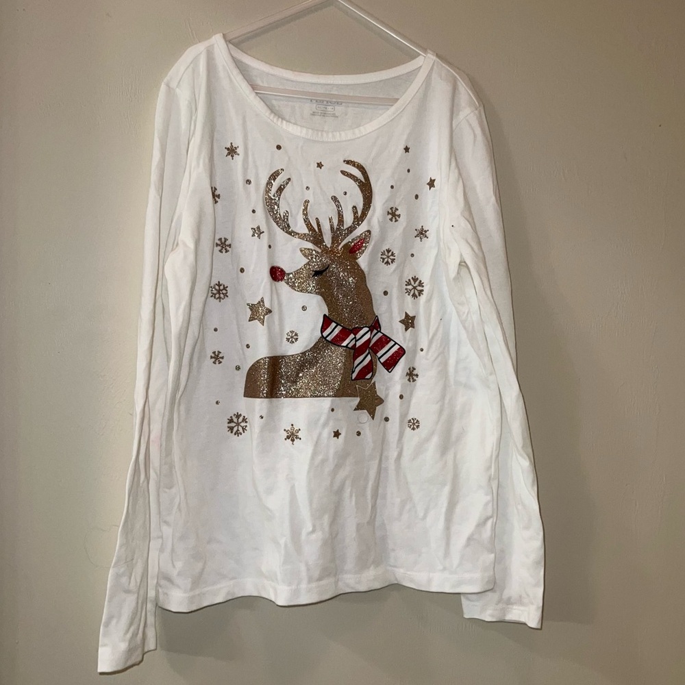 NWOT Children's Place Glitter Reindeer Top
